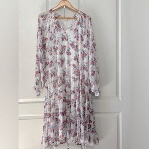 Altar'd State Women's Romantic Floral Long Sleeve Tiered Midi Dress Size Large